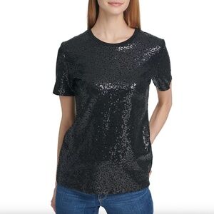 DKNY Black Sequin Top – Size M